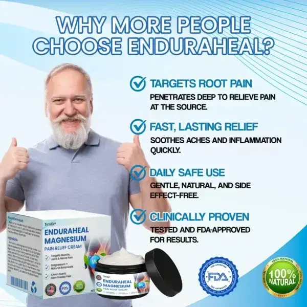EnduraHeal Magnesium Pain Relief Cream (Treats Arthritis, Neuropathy, Rheumatism, Sports Injuries & More) - Image 3