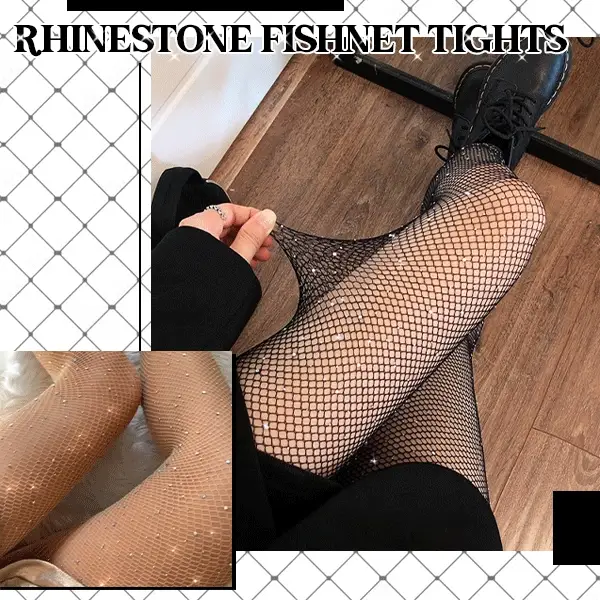 Rhinestone Glitter Fishnet Tights - Image 3