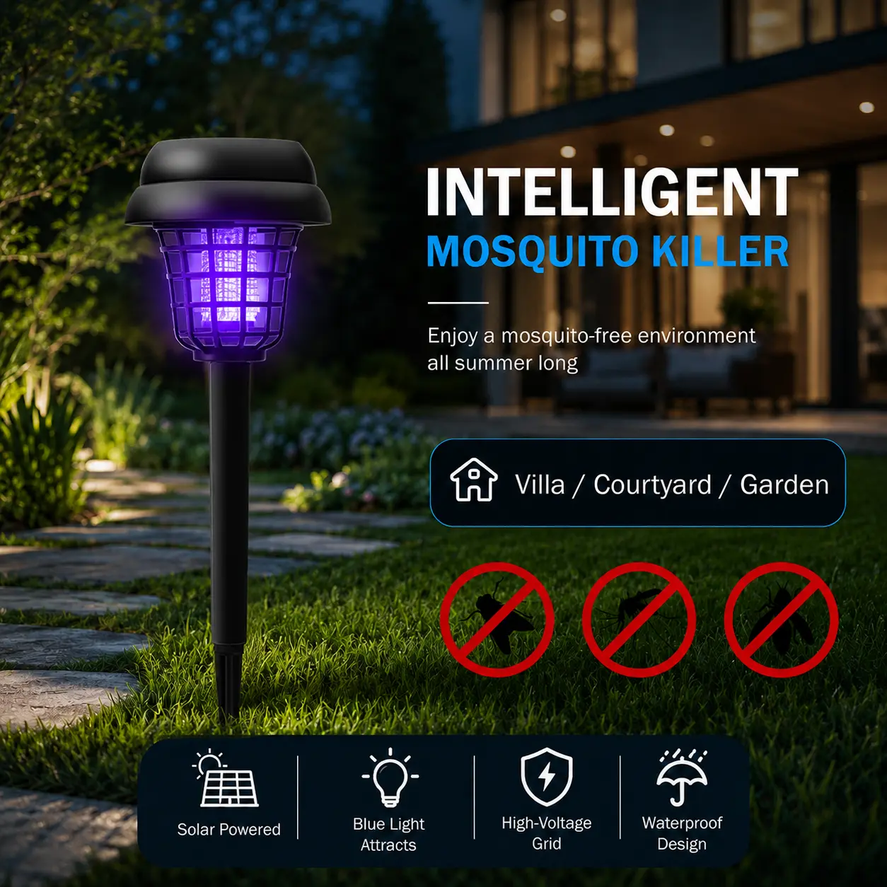 🦟❌Solar-Powered Mosquito Killer Lamp-Outdoor Solar LED Mosquito Killer Garden Lamp - Image 3