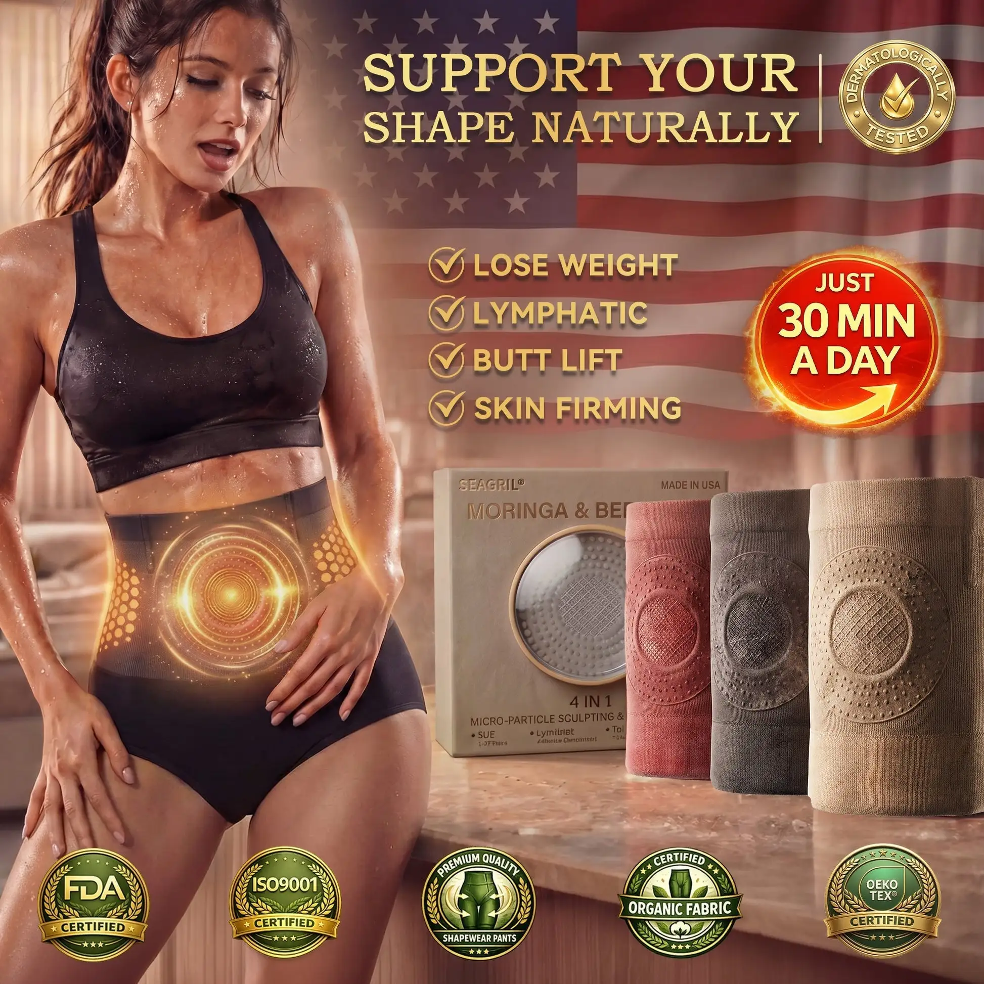 🏆𝐎𝐟𝐟𝐢𝐜𝐢𝐚𝐥 𝐁𝐫𝐚𝐧𝐝 𝐒𝐭𝐨𝐫𝐞 | Moringa & Berberine 4-In-1 Micro-Particle Sculpting & Fat-Burn Shorts( Suitable for both 🙍♂️men and 🙍♀️women ) - Image 2