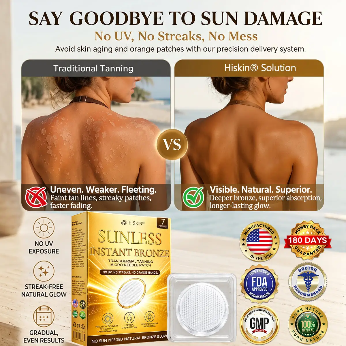 Hiskin Sunless Tanning Microneedle Patch | DHA-Free Bronze Glow - Image 11