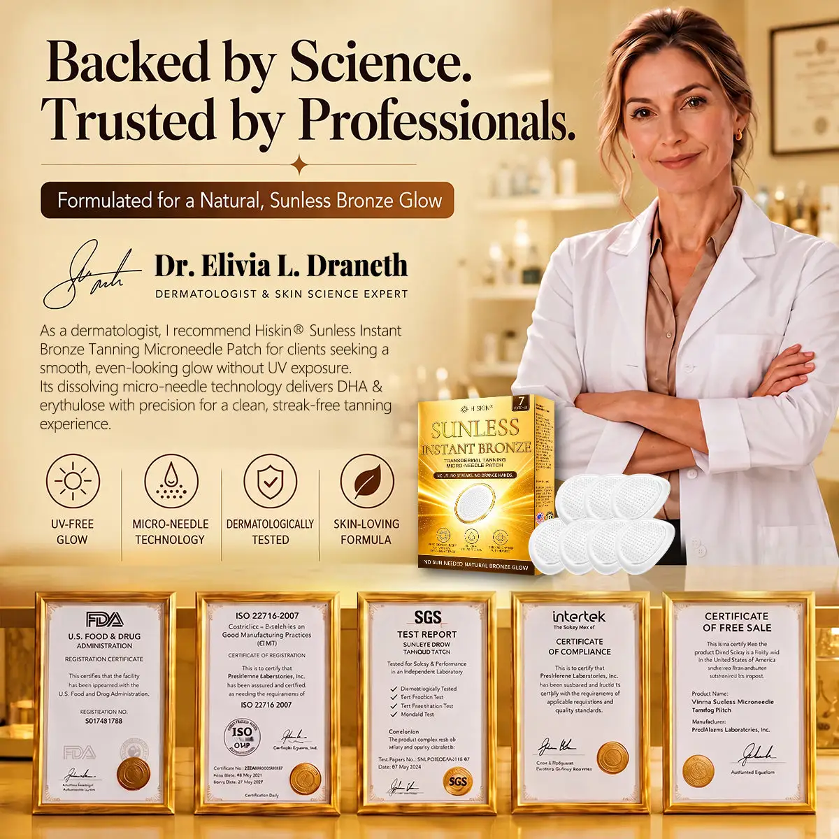 Hiskin Sunless Tanning Microneedle Patch | DHA-Free Bronze Glow - Image 12