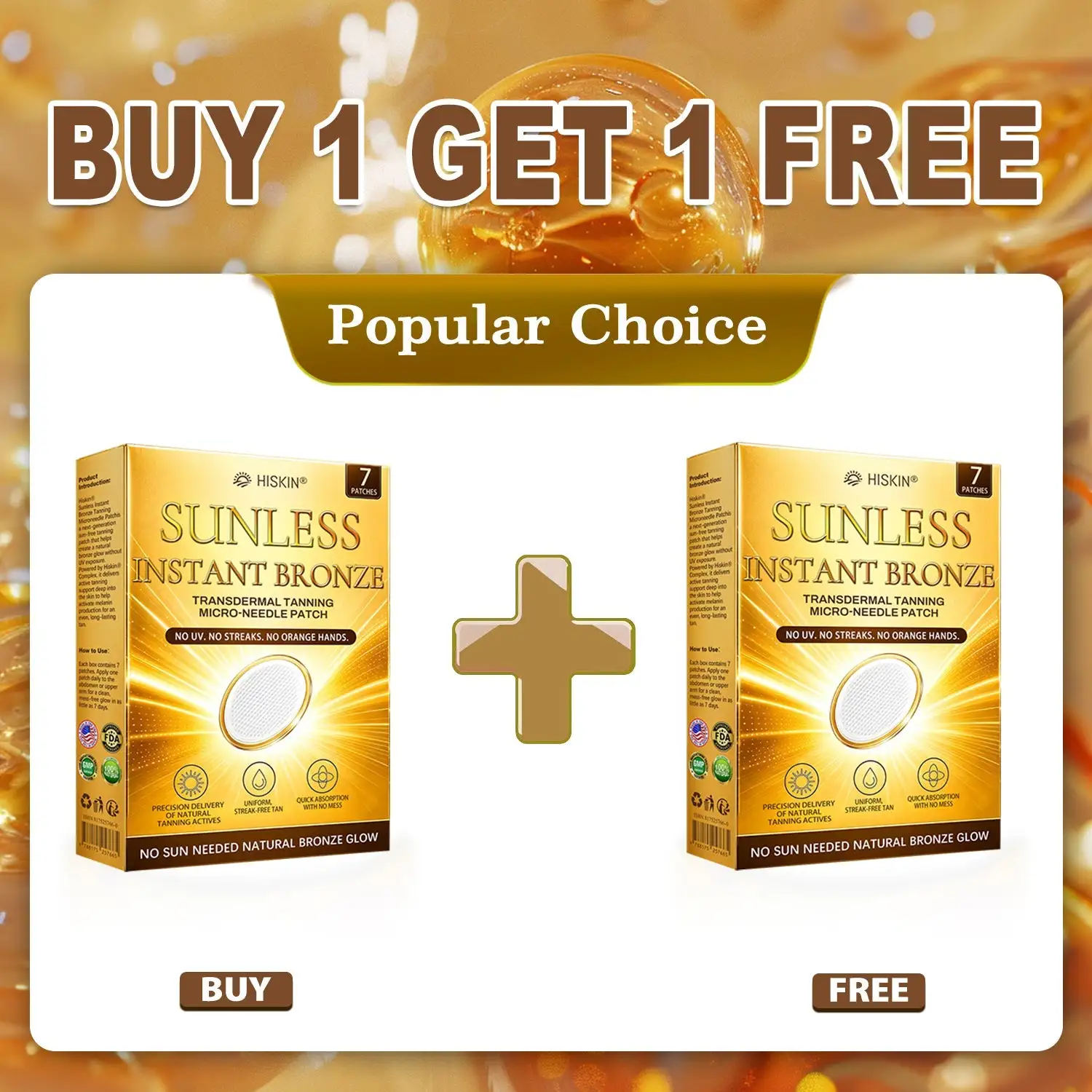 Hiskin Sunless Tanning Microneedle Patch | DHA-Free Bronze Glow - Image 15