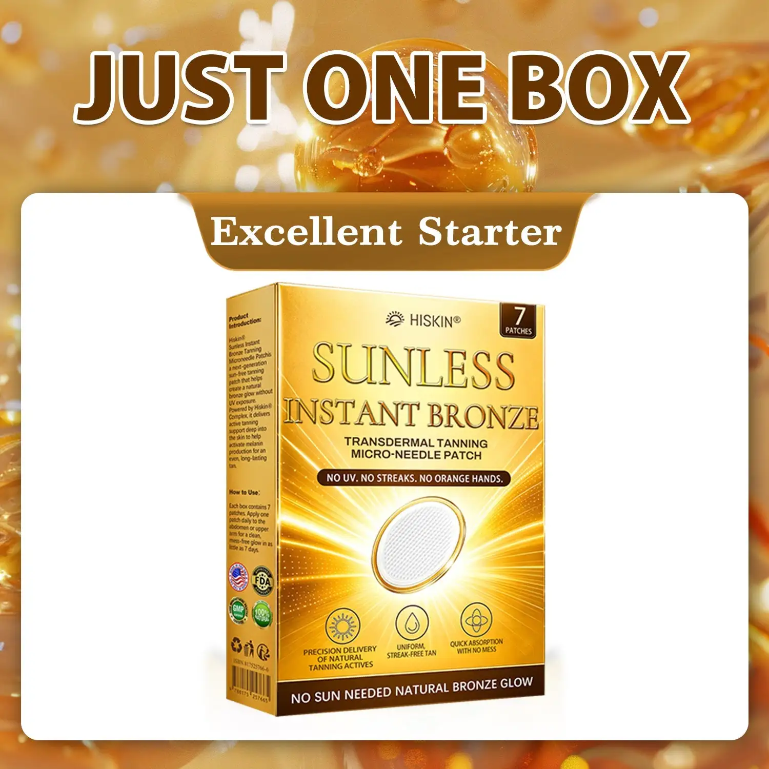 Hiskin Sunless Tanning Microneedle Patch | DHA-Free Bronze Glow - Image 16