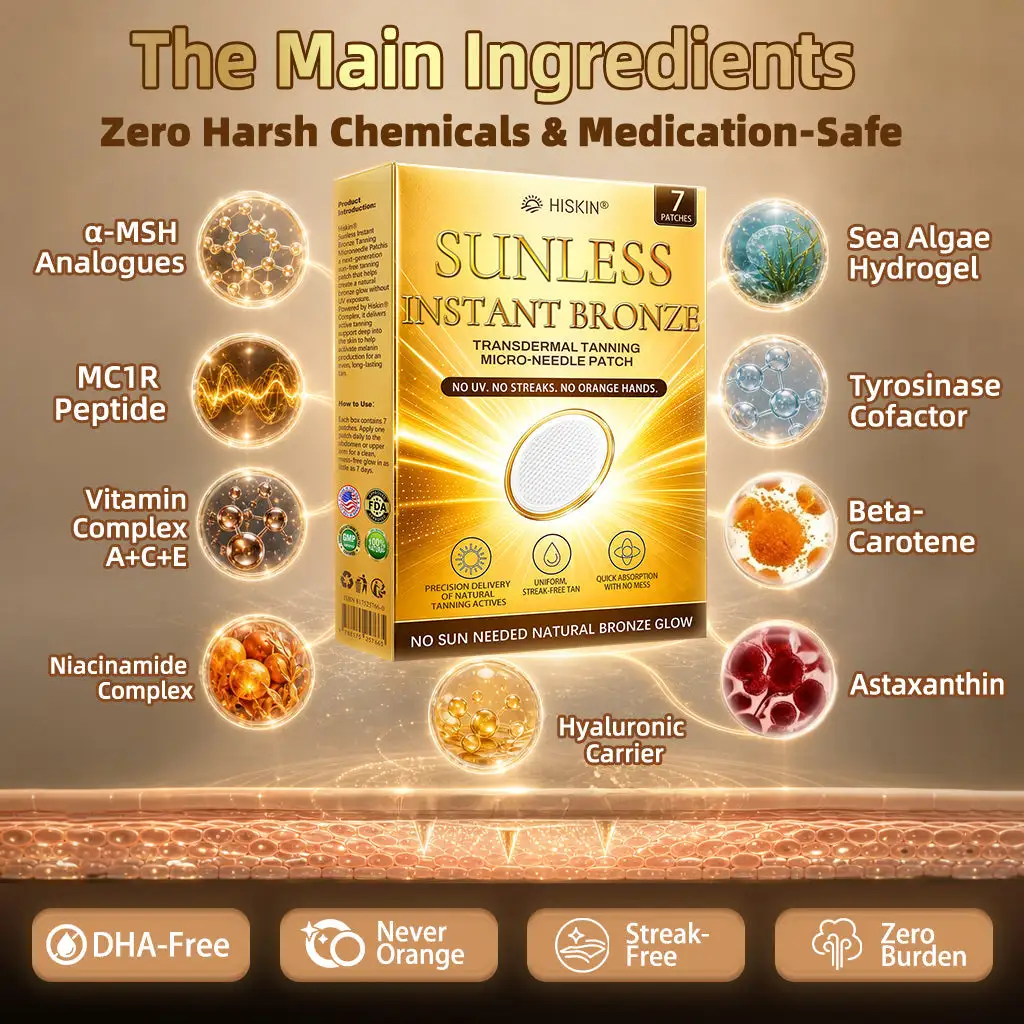 Hiskin Sunless Tanning Microneedle Patch | DHA-Free Bronze Glow - Image 9