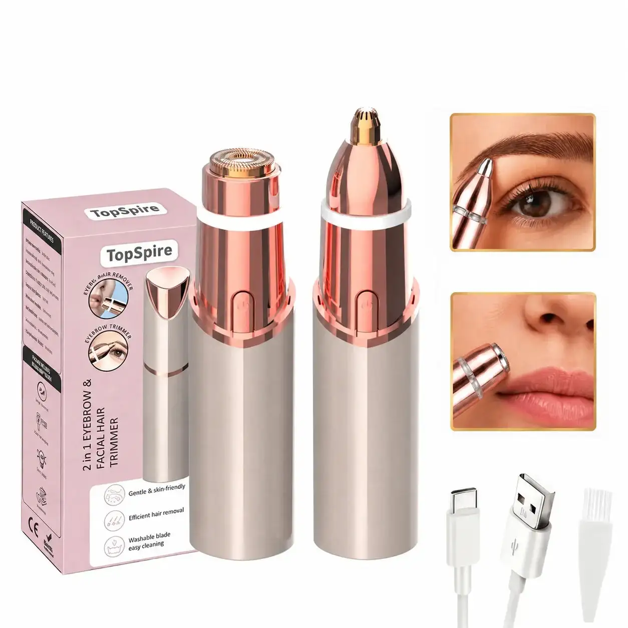 TopSpire 2-in-1 Facial & Eyebrow Hair Trimmer - Image 7