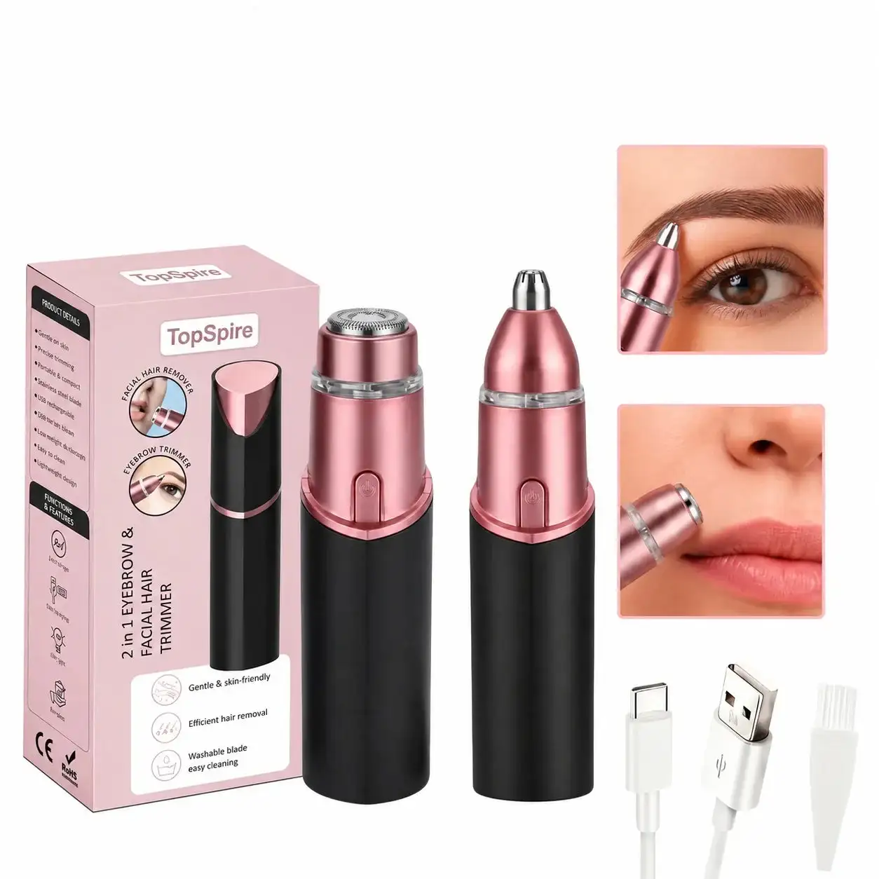 TopSpire 2-in-1 Facial & Eyebrow Hair Trimmer - Image 8