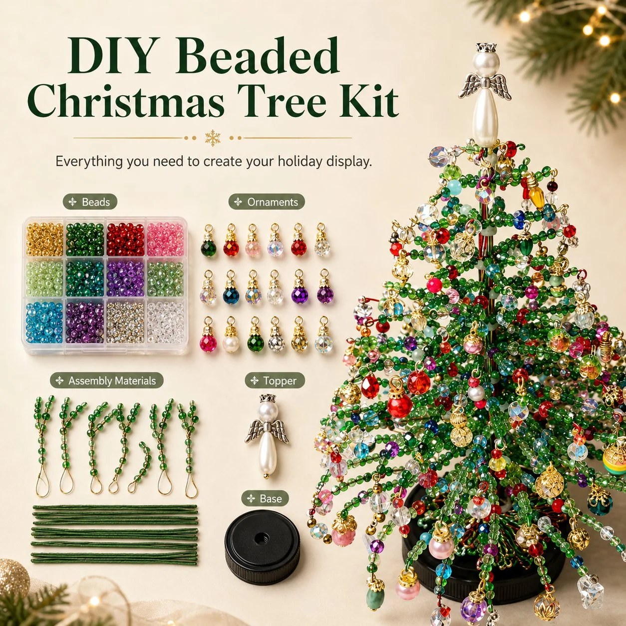 🎄✨ DIY Beaded Christmas Tree Kit – 🎅Create Your Own Sparkling Holiday Decoration - Image 2