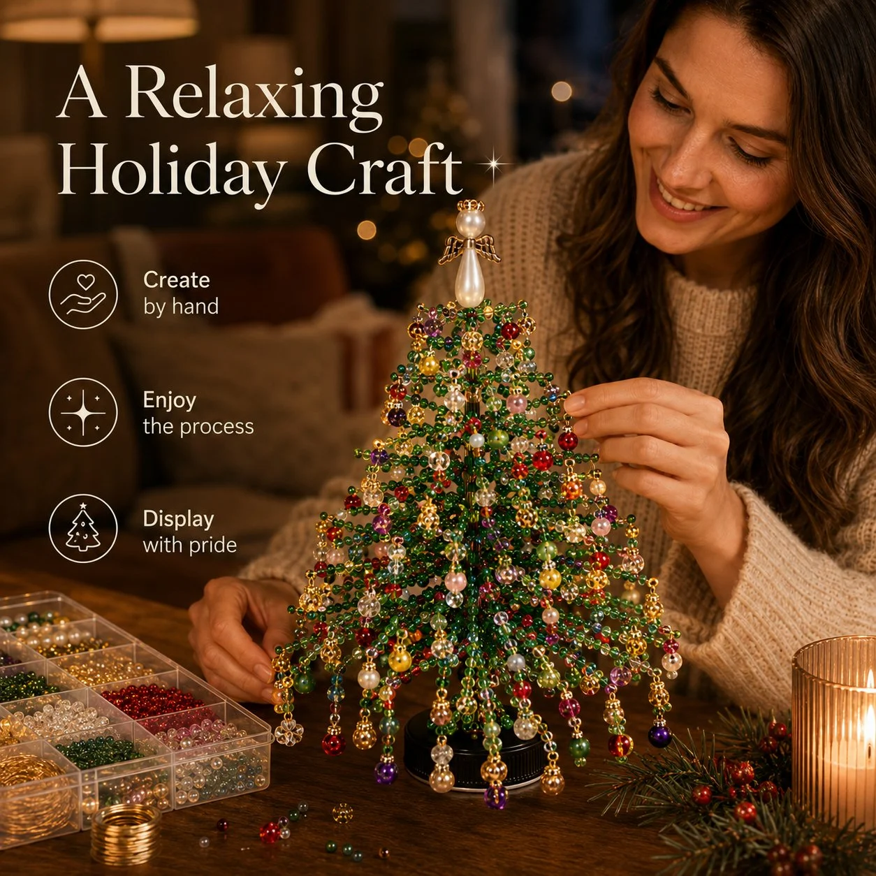 🎄✨ DIY Beaded Christmas Tree Kit – 🎅Create Your Own Sparkling Holiday Decoration - Image 7