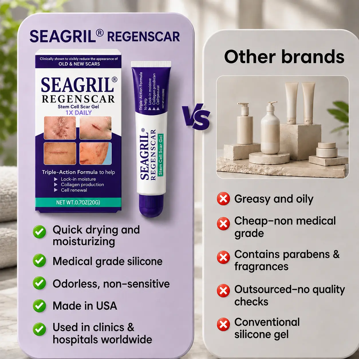 Stem Cell Scar Gel | Silicone Scar Care Gel for Old & New Scars