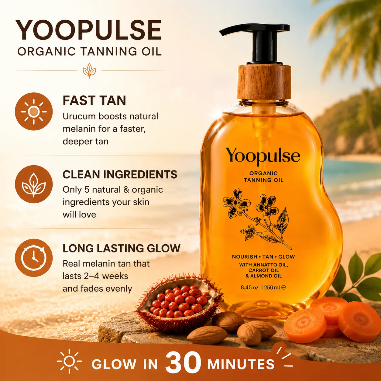 Yoopulse Organic Brazilian Tanning Oil 🌞 - Image 2