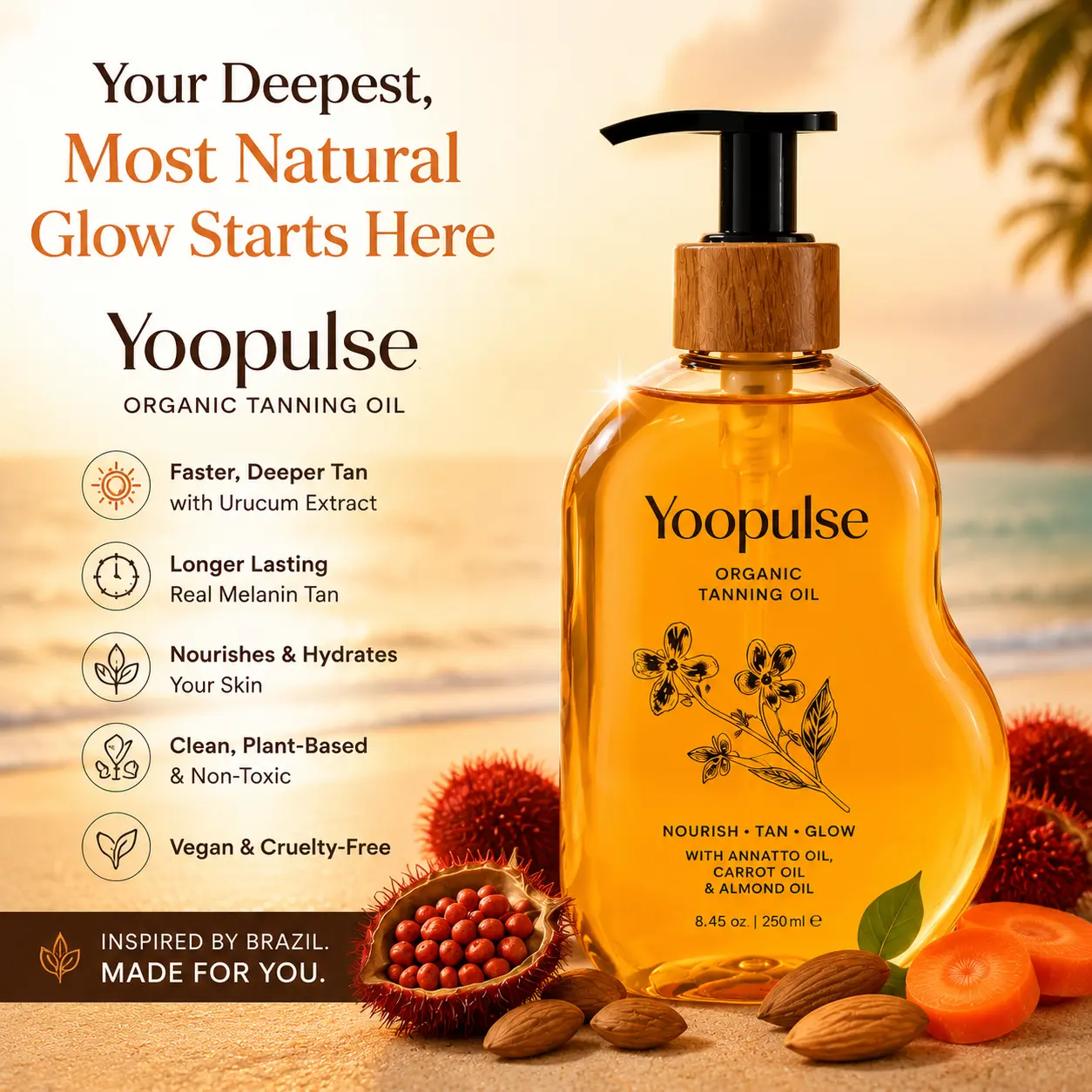 Yoopulse Organic Brazilian Tanning Oil 🌞 - Image 4