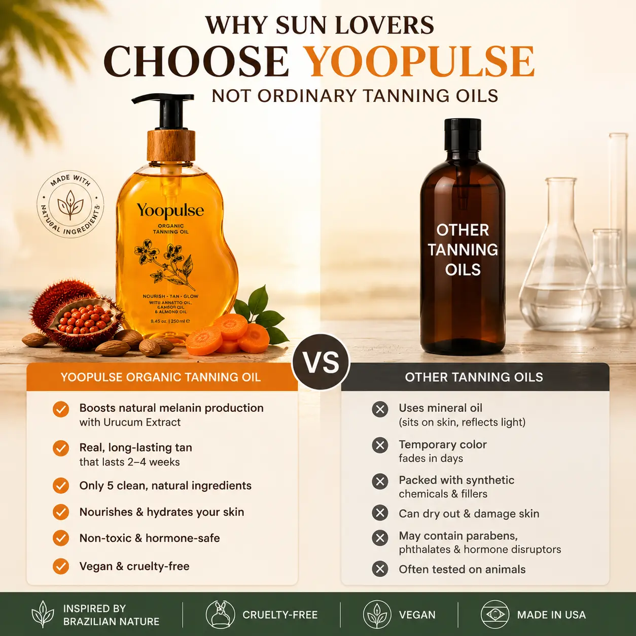 Yoopulse Organic Brazilian Tanning Oil 🌞 - Image 5
